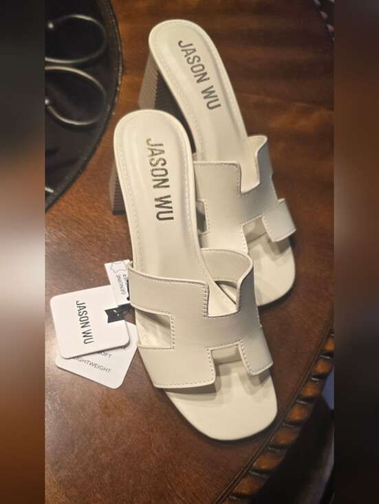 Jason Wu Shoes - Jason Wu Cream Leather H‑Cut Slide Mules, NWT Women's Sz 7.5